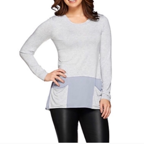 LOGO by Lori Goldstein Tops - Logo Tunic Top - Gray - Long Sleeve - S